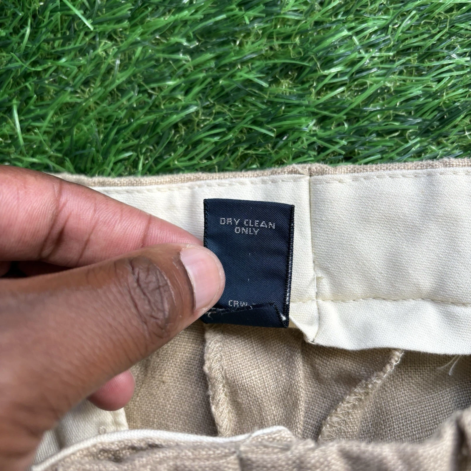 VTG 90s Polo Ralph Lauren 100% Linen Dress Pants Pleated Cuffed Mens 33x32 Beige image 6
