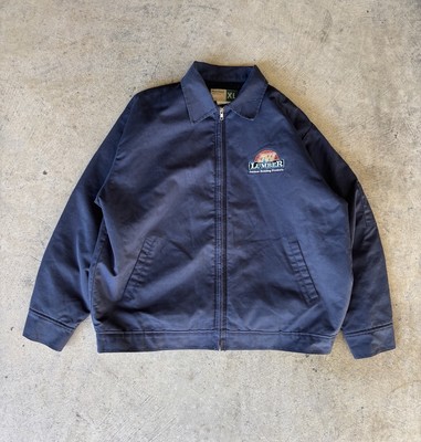 Vintage J&W Lumber Zip-Up Navy Blue Embroidered Jacket XL