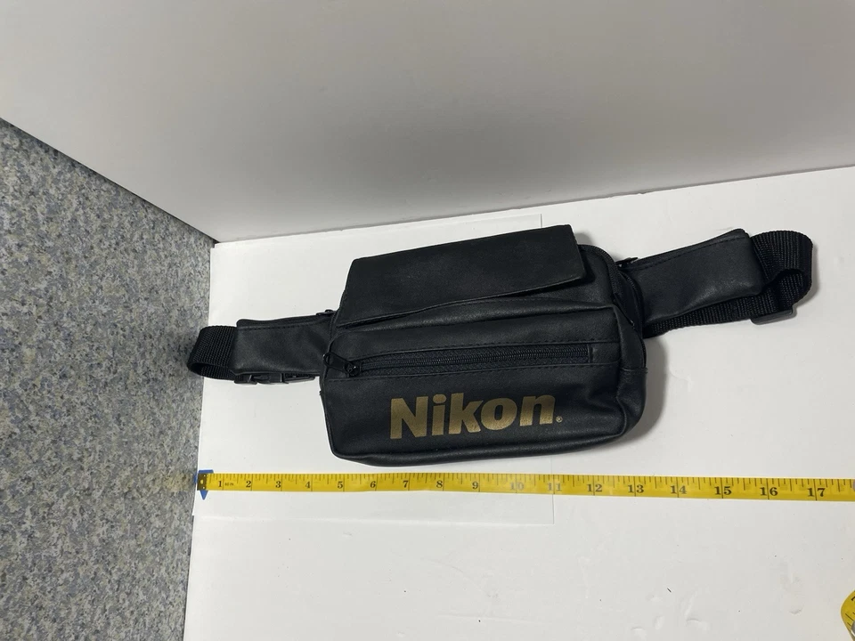 Bolso Bandolera Nikon Cámara Riñonera Cintura Negro Nylon Vintage Cuero NUEVO Foto 3 de 4