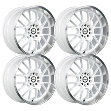 Set-4 Shift Crank 17x7.5 5x1005x114.3 30mm White Polished Lip Wheels Rims