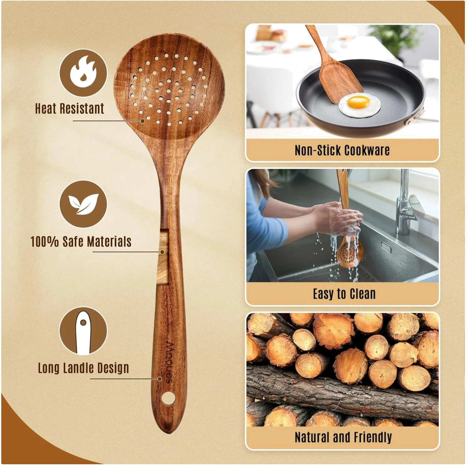 Teak Wood Kitchen Utensils - 7 Pcs
Opens in a new window or tab