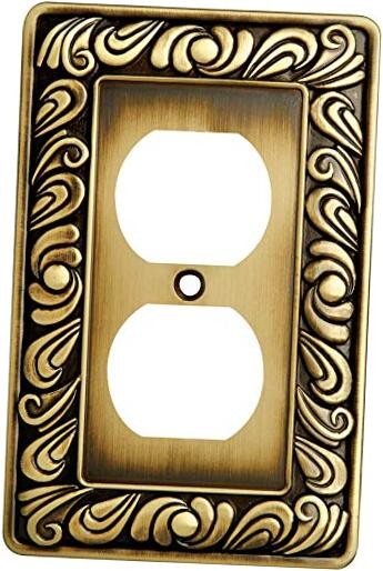  Paisley Wall Plate, Tumbled Antique Brass Switch Cover, 1 1