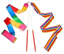 Dance Ribbons Rainbow Streamers Rhythmic Gymnastics Ribbon Baton Twirling