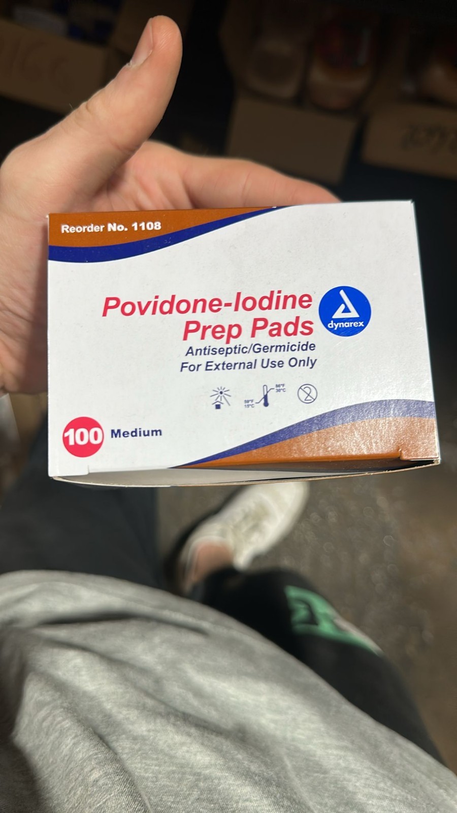 Dynarex Povidone-Iodine Prep Pads, Saturated Povidone  TOTAL 500CT  PACK OF 5