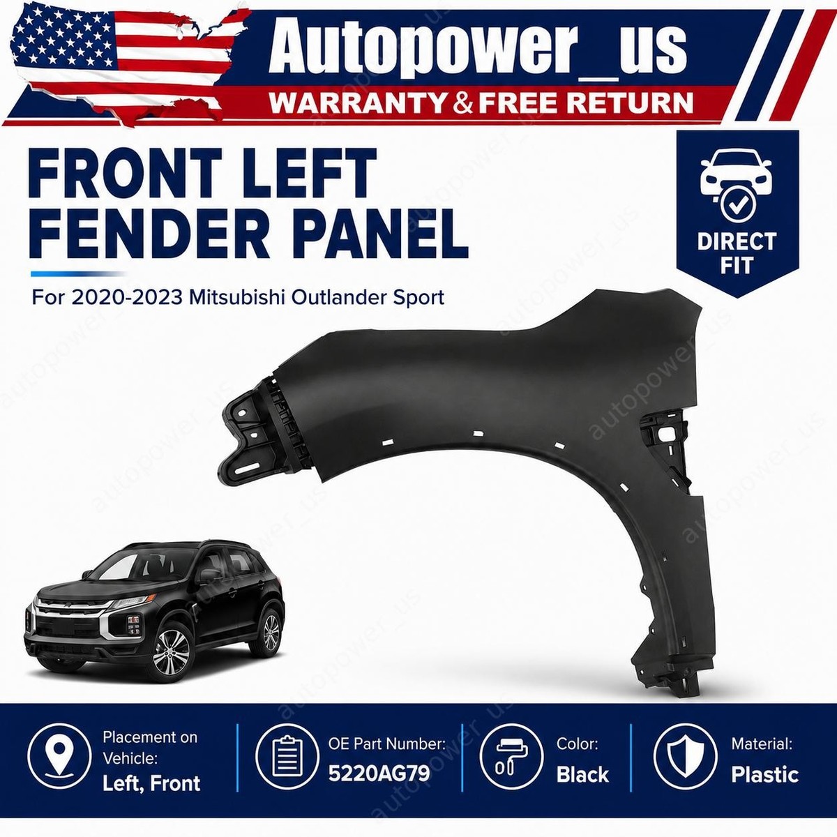 Fender Panel Front Left Side 5220AG79 For Mitsubishi Outlander