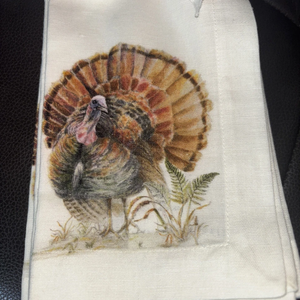 Pottery barn holiday Turkey Christmas party gift Napkin Thanksgiving Mom SET 4 - Image 3 of 4