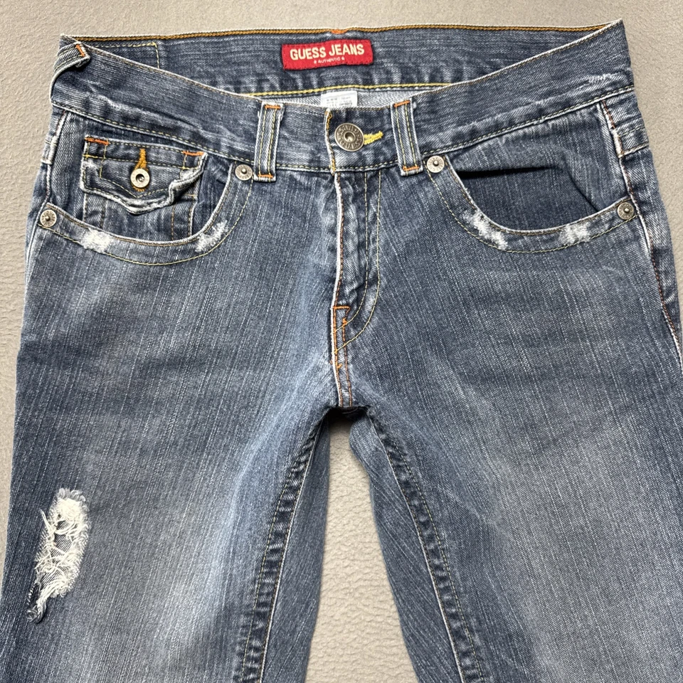 Vintage Guess Jeans Mens Sz 32x32 Distressed Boot Flap Pockets Rockabilly Denim - Image 2 of 4