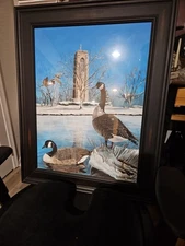 ORIGINAL PAINTING OF CANADIAN GEESE IN SNOW - FREDERICK MARYLAND (BAKER PARK)
