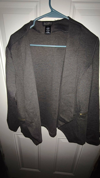 SOHO Apparel Ltd Women's XL Gray Solid Knit Open Front Long Sleeve Cardigan
