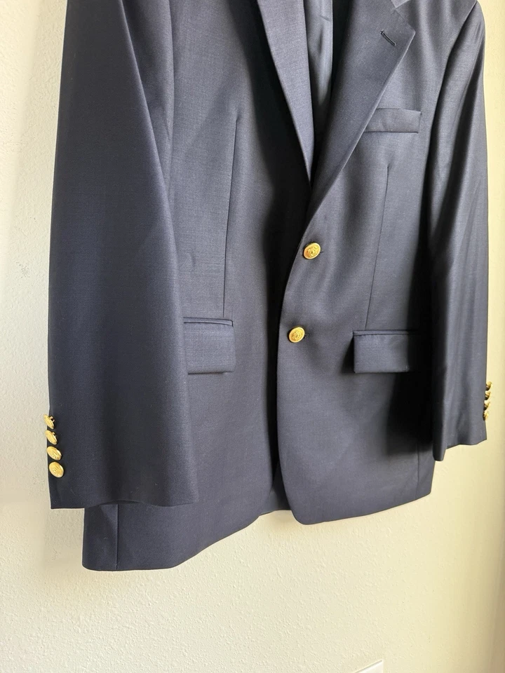 Lauren Ralph Lauren Men's 38S Navy Wool Blazer Jacket Gold Buttons EUC - Image 2 of 4