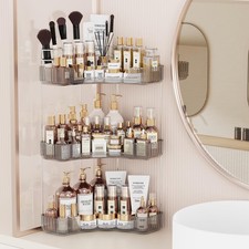 Asayuee 3-Tier Corner Bathroom Counter Organizer with Top Toothbrush Holders,...