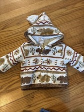 Cream button Lined Hooded cardigan, Hand Knitted 9 Months Bears
