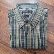 Ariat Pro Series Men's Western Shirt XL Long Sleeve Plaid Button Up Vented Mesh