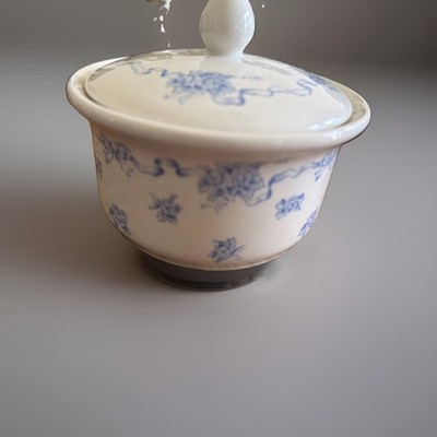 Laura Ashley Blue Floral Covered Dish - Made in England. Vintage. Rare
