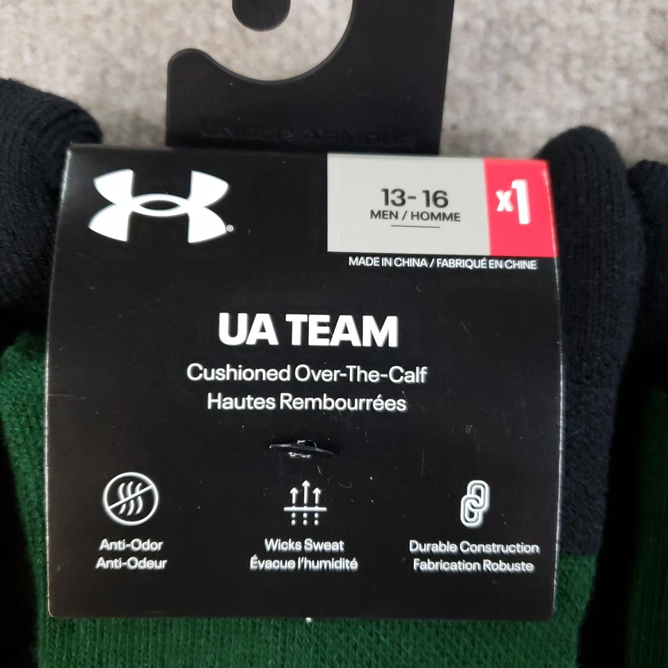 Lote de 3 pares de calcetines Under Armour UA Team para hombre talla 13-16 verdes sobre la pantorrilla Foto 2 de 4