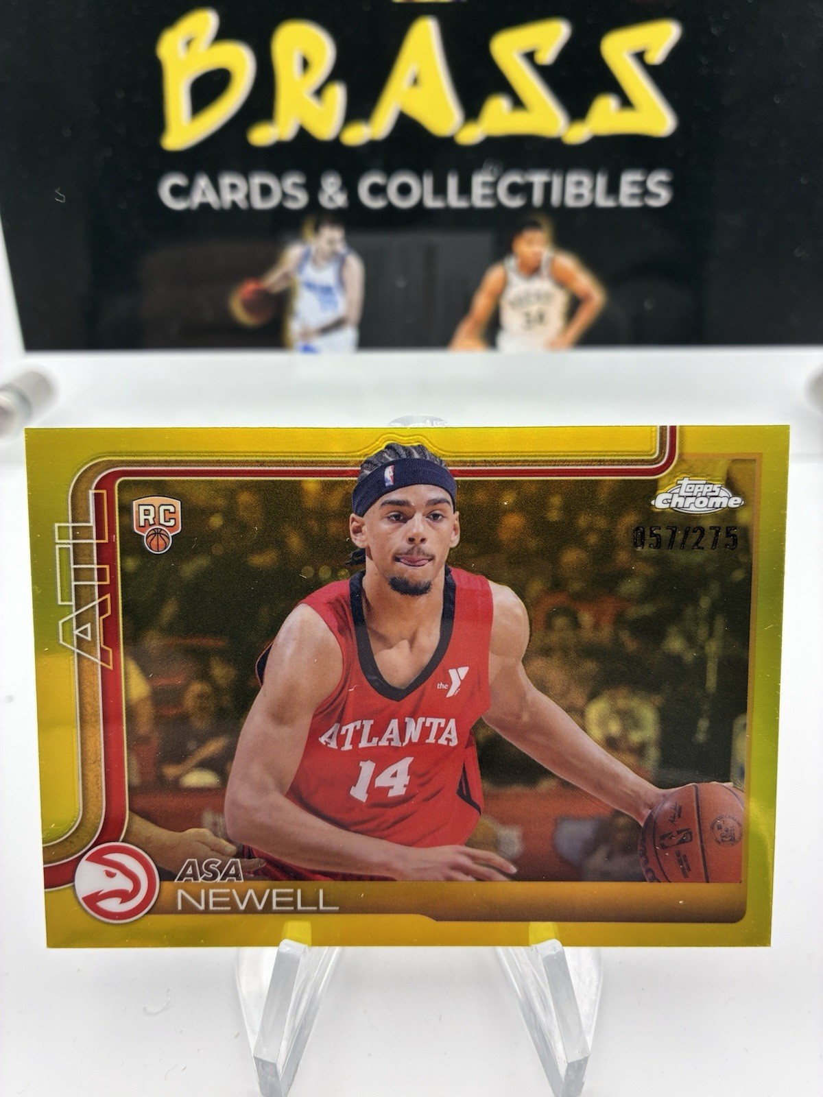 Asa Newell 2025-26 Topps Chrome Yellow Refractor Rookie Card No. 273 SP 57/275
