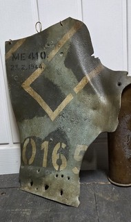 WW2 1944 PANEL DE RELIQUIAS DE AVIÓN MESSERSCHMITT ME410 BATALLA DE GRAN Bretaña