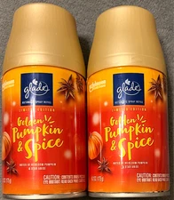 2 Pack Glade Automatic Spray Refill Air Freshener Golden Pumpkin & Spice 6.2 OZ