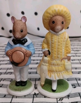 Vintage 1985 Franklin Mint Woodmouse Family Porcelain Figurines Tom Violet