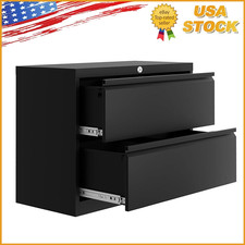 2 Drawer Lateral File Cabinet w/Lock Heavy-Duty Metal Filing Cabinet for Office