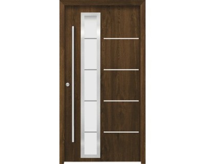 Splendoor Haustür DEMETER Aluminium 1100x2100 mm Nussbaum DIN Links (nach innen 