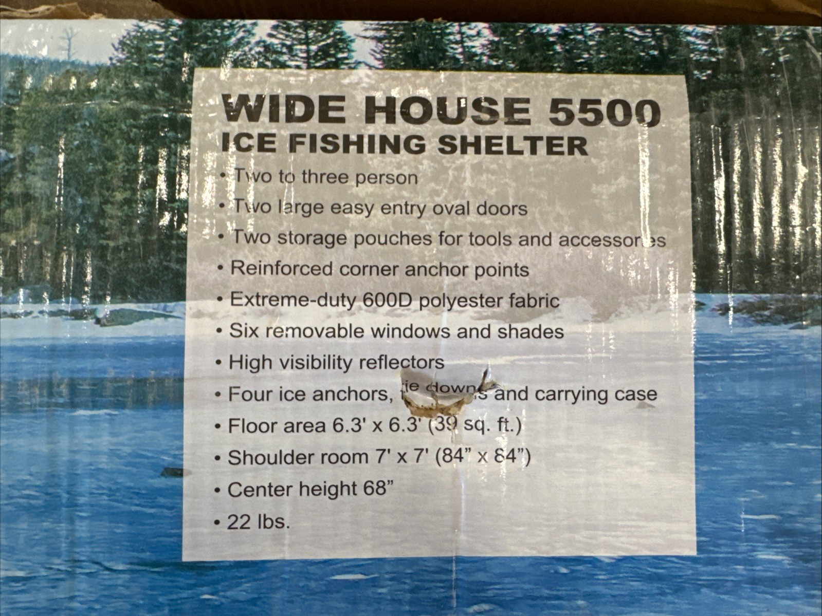 Shappell Ice Fishing Shelter, Wide House 5500, 3 Person, Brand New In The Box