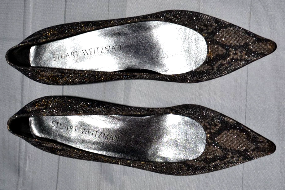 STUART WEITZMAN Sparkle Snake Leather ~Kitten Heel~Pump Heel Shoe NextToNew 5.5M - Image 4 of 4