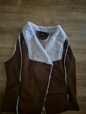 WOMENS PAPAYA WEEKEND FAUX FUR BODY WARMER VEST XL BROWN