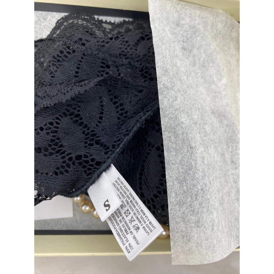 Tanga BRACLI Paris Collection Doble Hilo Perla Negro Encaje Talla S Foto 3 de 4