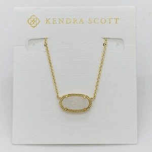 Nouveau Kendra Scott Elisa Collier pendentif en or dans la druse blanche irisé