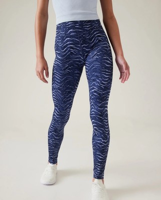 Athleta Girl High Rise Printed Chit Chat Tight Blue Navy Wave Leggings Large 12