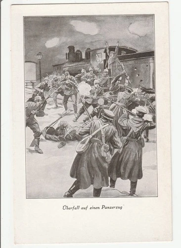 Germany 'Military PPC' Uberfall auf einen Panzerzug "WW 1"
