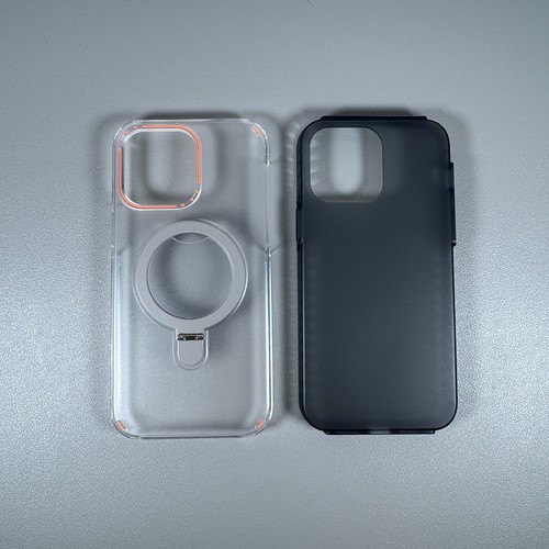 Case for iPhone 14 Pro Max - Frosted Gray & Orange | Magnetic O-Ring Kickstand - Picture 10 of 20