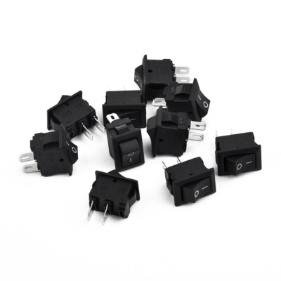 10 Mini Kippschalter Wippschalter Switch 2 Pin 2 Anschlüsse 250V 16A Schwarz