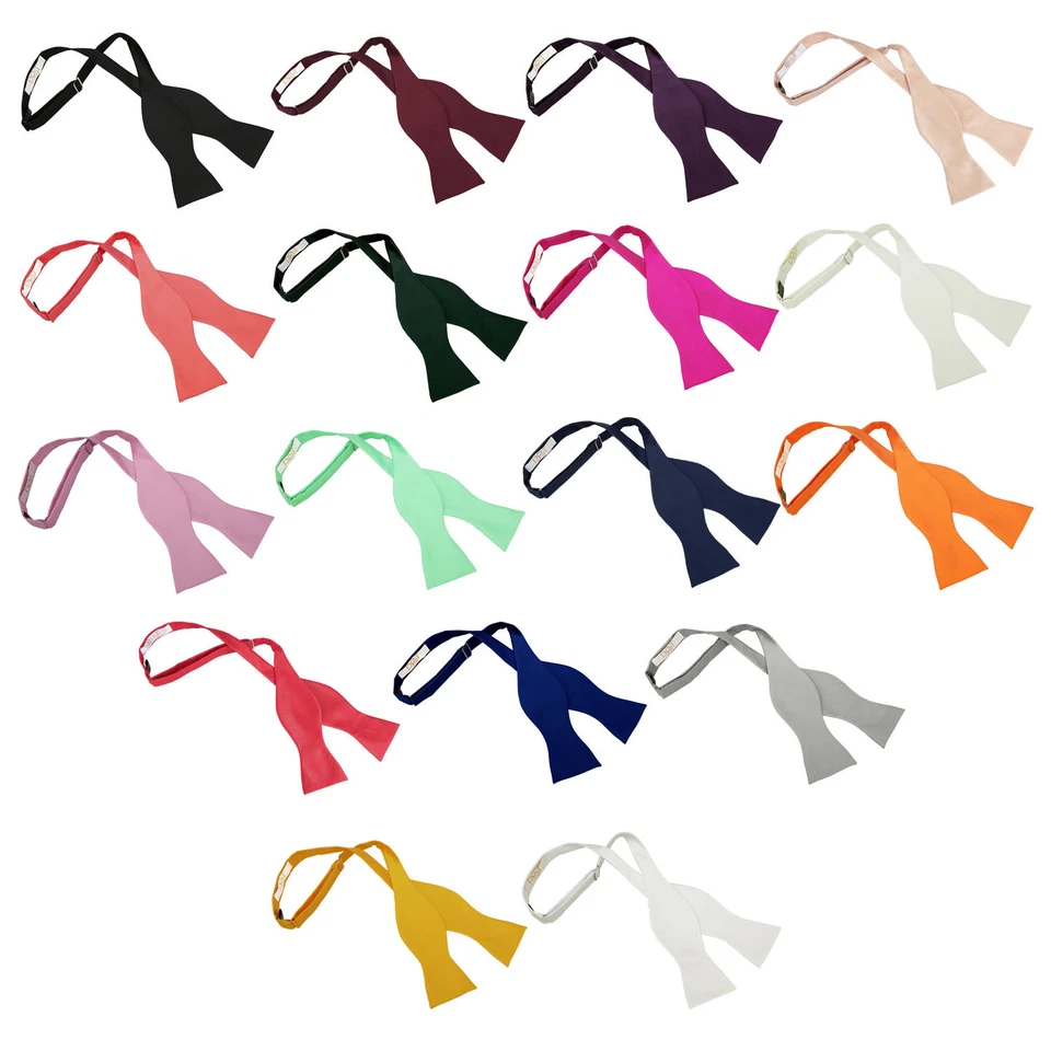 Premium Mens Self Tie Bow Tie Plaid Plain Solid Check Formal Bowtie by DQT