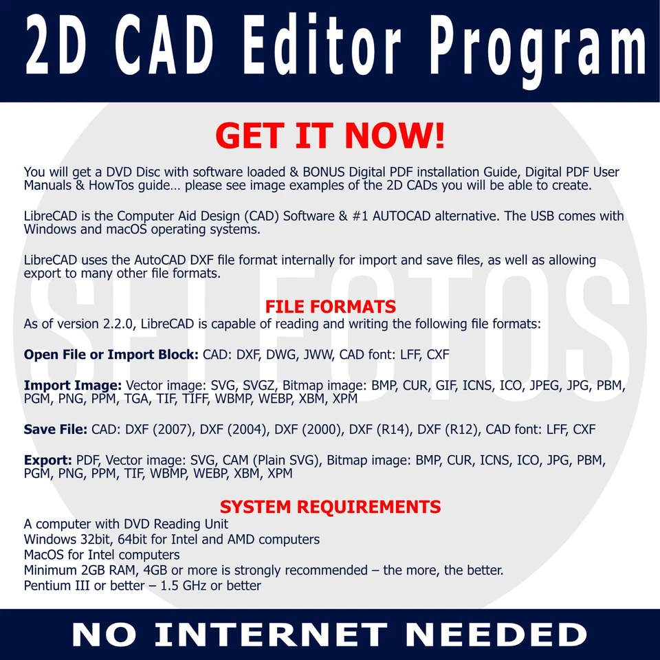 2025 Libre CAD 2D Design Software CD for Windows & Mac + PDFs Install, Manual - Image 2 of 4