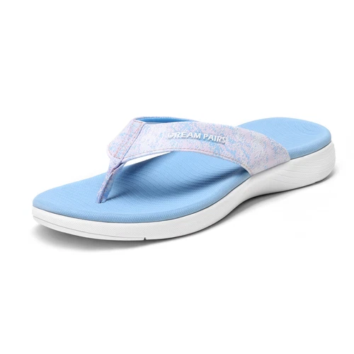 Women Arch Support Flip Flops Thong Sandals Walking Beach Sandals LIGHT BLUE - Picture 1 of 6