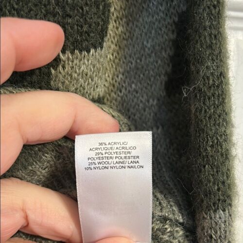 LUCKY BRAND Camouflage Cardigan Small Wool Blend Green Tan Neutral V-Neck Layer - Picture 5 of 8