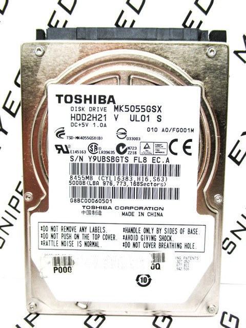 Toshiba Mk5055gsx SATA 500gb HDD Hard Drive 2.5 5400rpm Laptop for sale ...
