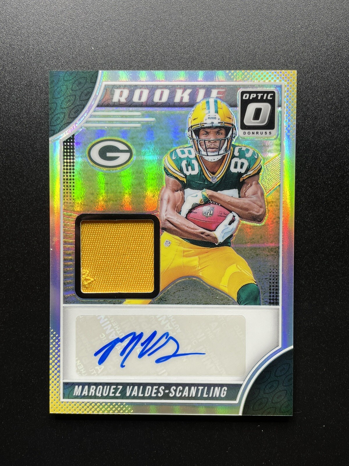 MARQUEZ VALDES SCANTLING 2018 DONRUSS OPTIC RPA ROOKIE PATCH AUTO RC #/35 PRIZM