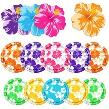 Luau Party Decorations,Hawaiian Plates and Napkins Party Supplies Hibiscus Ta...
