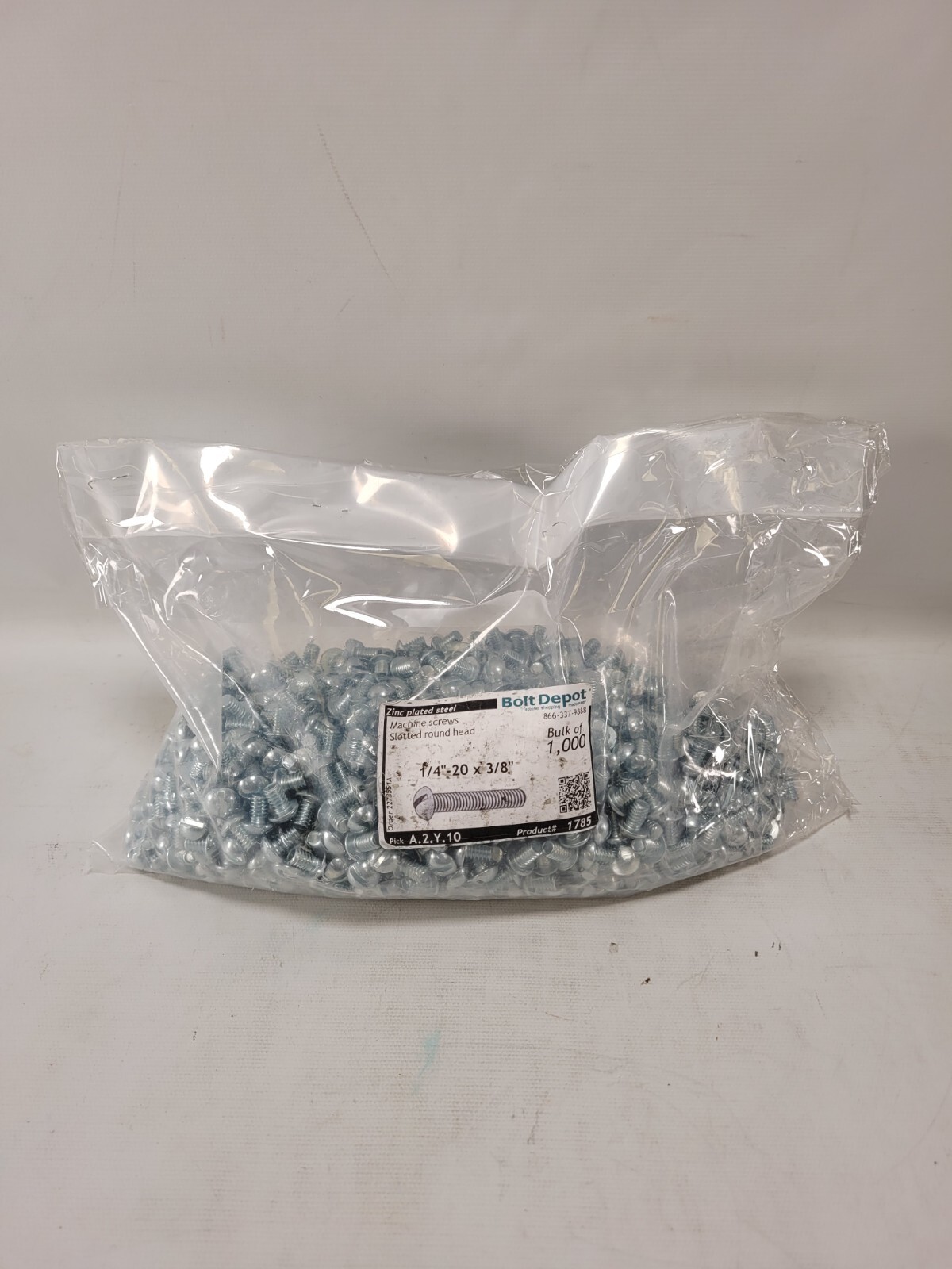 Bolt Depot Machine Screws Slotted Round Head 1/4" 20X3/8" Zinc Plated Steel 1000
