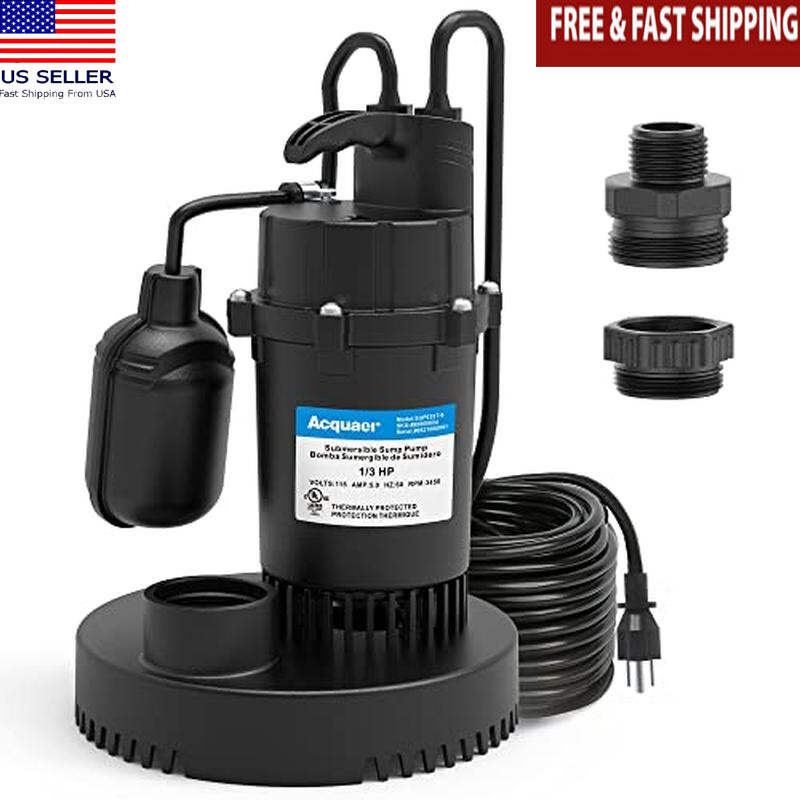 1/3 HP 3040 GPH Submersible Sump Pump with Float Switch for Flood Drainage