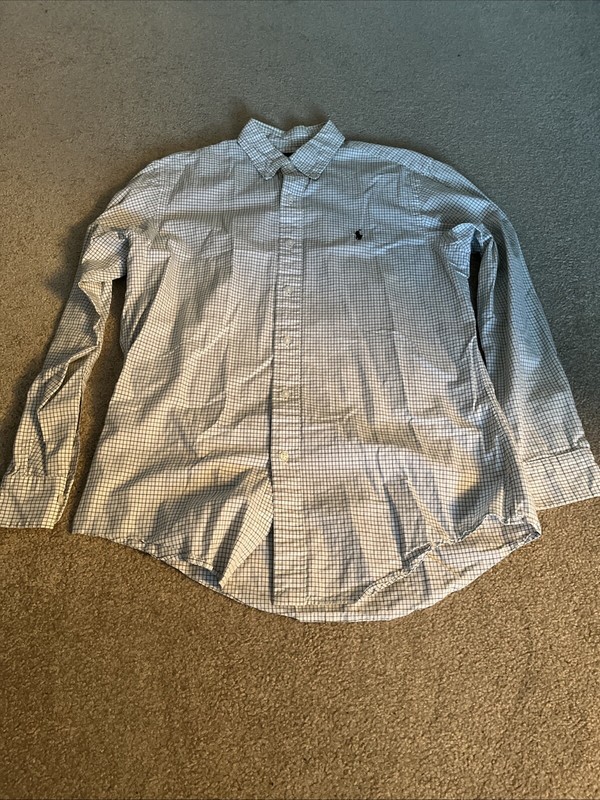 polo ralph lauren shirt Men Green Black Checkered Pattern Shirt Size 15.5