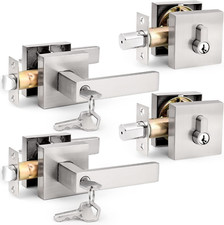 Satin Nickel Entry Lever Deadbolt Combo Pack - Keyed Alike, 2 Pack