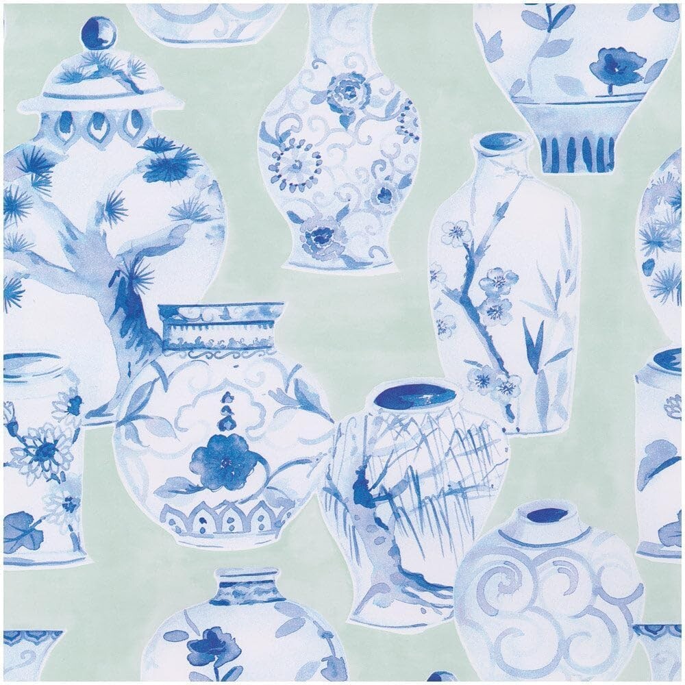 Caspari Gift Wrapping Paper, Glazed Porcelain Celadon - 30" 