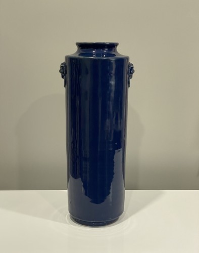 Antique 18th/19th C. Chinese Guangdong Blue Glazed Monochrome Vase