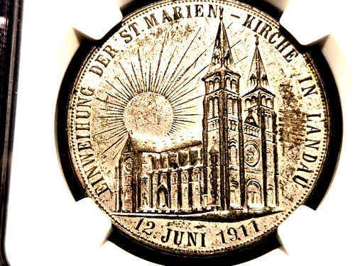 Germany 1911 Medal Saxony-Anhault Church St. Marien Damaged Rare Medal NGC