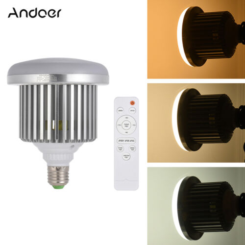 Lampe DEL Andoer E27 50 W lumière vidéo bicolore 3200K ~ 5600K télécommande R5N6 - Photo 1/7