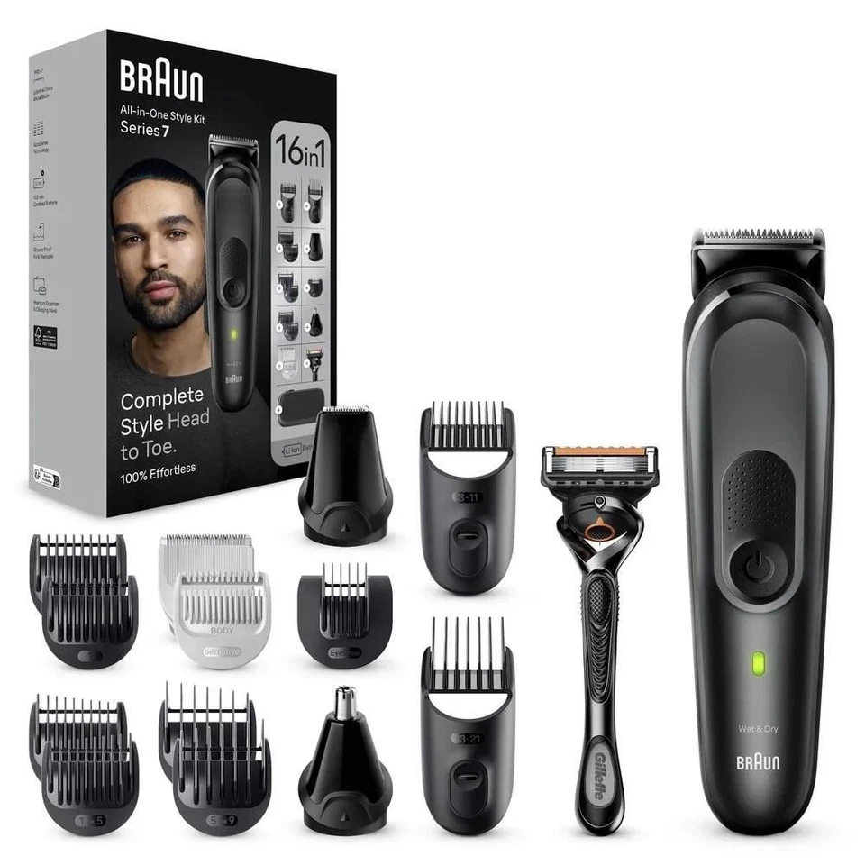 REGOLA BARBA CAPELLI BRAUN SERIE 7 MGK7470 16 in 1 TUTTO IL CORPO UNISEX NUOVO